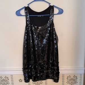 Apt. 9 Sequin Tank Top Sleeveless M Black Lined Sparkly